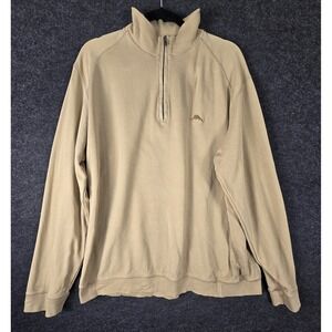 Tommy Bahama Quarter Zip Pullover Sweatshirt Tan Mens Long Sleeve